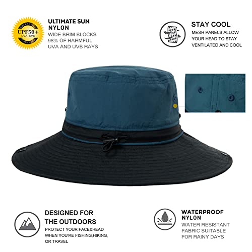 TOP-EX UPF 50 Wide Brim Sun Hats for Men Women - Summer Safari Hat Fishing Hat, Outdoor Sunhat for Hiking Gardening Trekking Travel Green L/XL 60-63CM