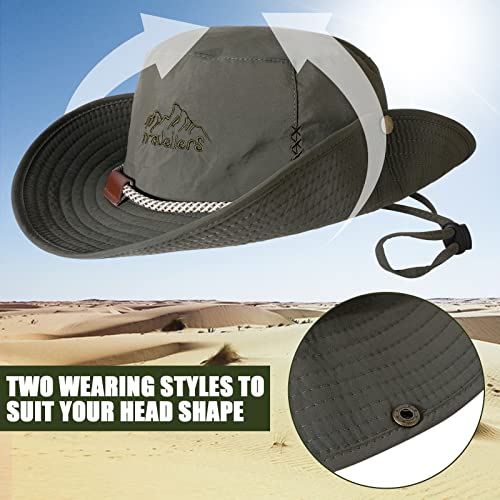 TAGVO Boonie Hat Fishing Hat for men, Foldable Cowboy Style Bucket Hat Sun Hat UV Protection Wide Brim Bucket Cap Adjustable Chin Strap Breathable Safari Hat Jungle Hat For Fishing Camping Hiking
