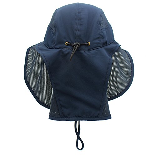 Sun Hat Men & Women UPF 50+ Mesh Summer Protection Outdoor UV Cap with Neck Flap Breathable Packable Hunting Fishing Beach Hat Dark Blue