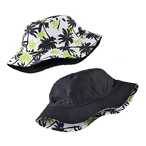 Faletony Unisex Reversible Bucket Hat Print Double-Side-Wear Cotton Sun Hat Fisherman Hat
