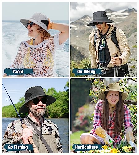 Wmcaps Sun Hats, Wide Brim UPF 50+ Sun Hats for Men Summer Beach Safari Hat UV Protection, Foldable Fishsing Walking Hiking Boonie Hat with Breathable Mesh and Adjustable Chin Stra (Navy Blue)