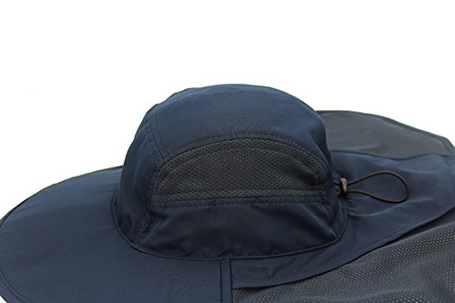 Sun Hat Men & Women UPF 50+ Mesh Summer Protection Outdoor UV Cap with Neck Flap Breathable Packable Hunting Fishing Beach Hat Dark Blue