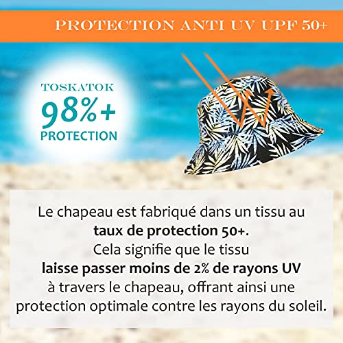 TOSKATOK Unisex Mens Ladies Tropical Palm Leaf Cotton Bush Bucket Sun Hat-Orange