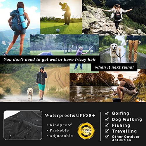 Comhats Mens Womens Waterproof Bucket Hat for Walking Golf Safari Ladies Rain Hats UPF 50+ UV Protection Sun Hat Packable Windproof Chin Strap Size Adjustable M Navy Blue