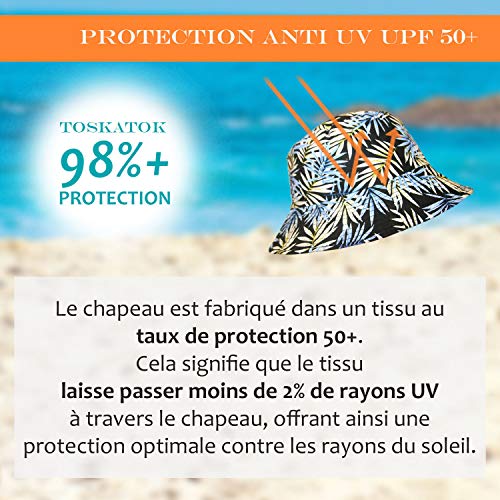 TOSKATOK Unisex Mens Ladies Tropical Palm Leaf Cotton Bush Bucket Sun Hat-Orange
