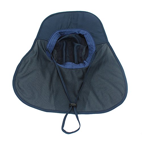 Sun Hat Men & Women UPF 50+ Mesh Summer Protection Outdoor UV Cap with Neck Flap Breathable Packable Hunting Fishing Beach Hat Dark Blue