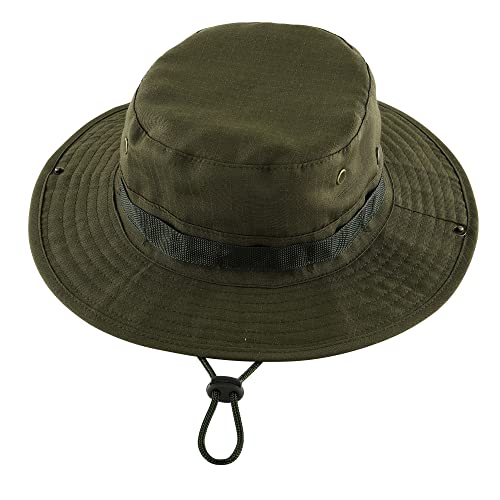 FALETO Bucket Hat Boonie Cowboy Hat Wide Brim Caps Fishing Hat with Adjustable Strap Army