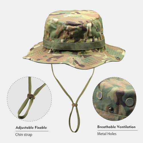 Ciyuhome Camo Boonie Hat for Men Women, Military UPF50+ Sun Cap Wide Brim Bucket Hats Jungle Hat for Fishing Hunting Safari Beach