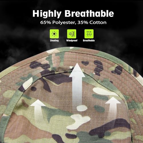 Ciyuhome Camo Boonie Hat for Men Women, Military UPF50+ Sun Cap Wide Brim Bucket Hats Jungle Hat for Fishing Hunting Safari Beach