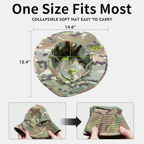 Ciyuhome Camo Boonie Hat for Men Women, Military UPF50+ Sun Cap Wide Brim Bucket Hats Jungle Hat for Fishing Hunting Safari Beach