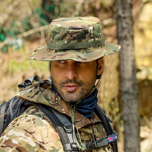 Ciyuhome Camo Boonie Hat for Men Women, Military UPF50+ Sun Cap Wide Brim Bucket Hats Jungle Hat for Fishing Hunting Safari Beach