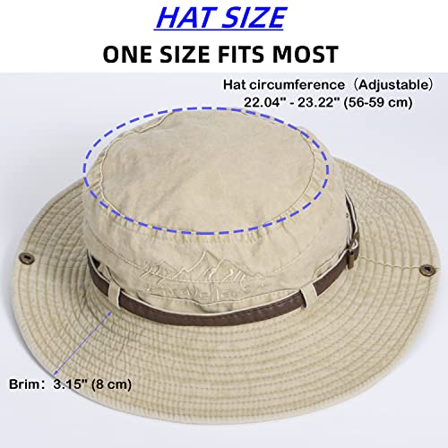 EKMTBJXY Fishing Hat UV Protection Sun Hat Wide Brim Bucket Hat Foldable Safari Boonie Hat for Men and Women with Adjustable Chin Strap Khaki