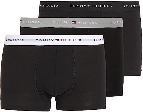 Tommy Hilfiger Men Boxer Short Trunks Underwear Pack of 3, Multicolor (Grey Heather/Black/White), M