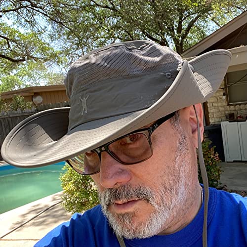 Sun Hat with UV Protection Wide Brim Boonie Hat for Hiking Fishing Safari Gift Light Grey