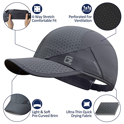 Sport cap,Soft Brim Lightweight Waterproof Running Hat Breathable Baseball Cap Quick Dry Sport Caps Cooling Portable Sun Hats for Men and Woman Performance Workouts and Outdoor Activities Dark Grey