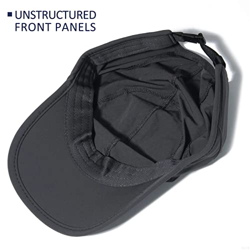 Sport cap,Soft Brim Lightweight Waterproof Running Hat Breathable Baseball Cap Quick Dry Sport Caps Cooling Portable Sun Hats for Men and Woman Performance Workouts and Outdoor Activities Dark Grey