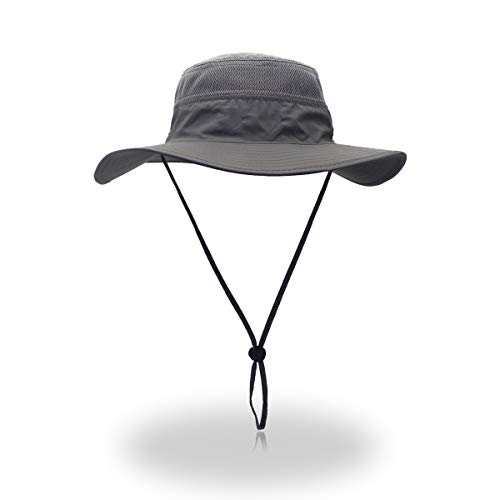 EONPOW Fishing Hats Windproof UPF50+ UV Protection Bucket Beach Mesh Sun Hat 56-61cm Dark Grey
