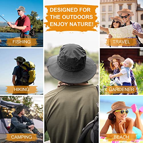 UNIPRIMEBBQ Fishing hat Wide Brim Sun Protection Hat with Breathable Safari hat and Fisherman hat Hiking Hats Boonie Hats for Man Gray