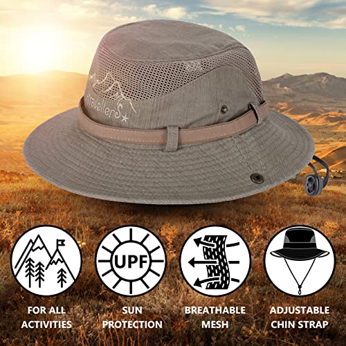 Obling Sun Hat UV Protection Bucket Hat Summer Hats Beach Hat Safari Boonie Hat Foldable Fishing Hat with Breathable Mesh and Adjustable Chin Strap for Men Women (Khaiki) Khaki
