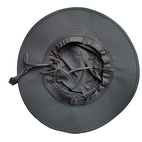 EONPOW Fishing Hats Windproof UPF50+ UV Protection Bucket Beach Mesh Sun Hat 56-61cm Dark Grey