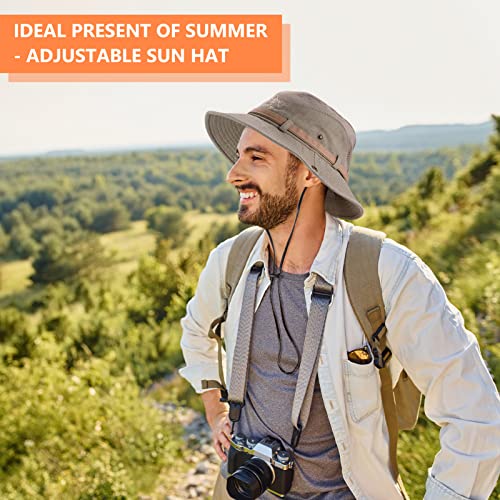 Obling Sun Hat UV Protection Bucket Hat Summer Hats Beach Hat Safari Boonie Hat Foldable Fishing Hat with Breathable Mesh and Adjustable Chin Strap for Men Women (Khaiki) Khaki