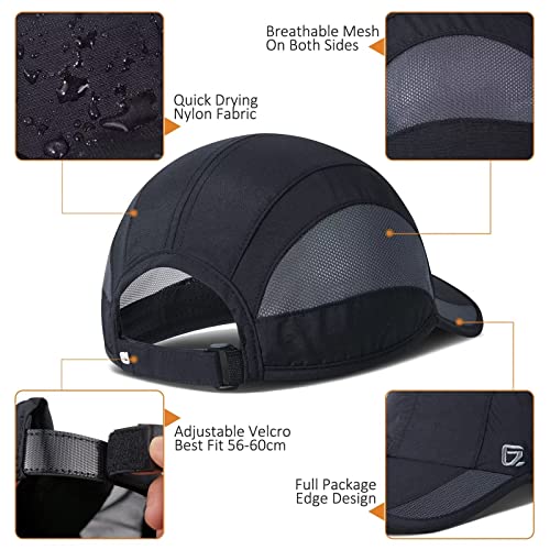 GADIEMKENSD Golf Gym Tennis Running Hat for Men Summer Sun Hats Lightweight Breathable Cooling Baseball Cap Trucker Dad Hats Mens Quick Dry Outdoor Camping Cap for Men Black, Dark Gray 2 Pack