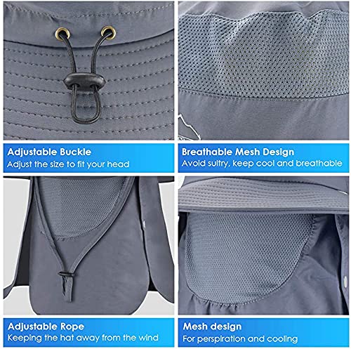 BROTOU Unisex Outdoor Mesh Sun Hats, UPF 50+ UV Protection, Wide Brim, Breathable, with Face & Neck Cover, for Cycling, Fishing, Hiking, Boating (Green)