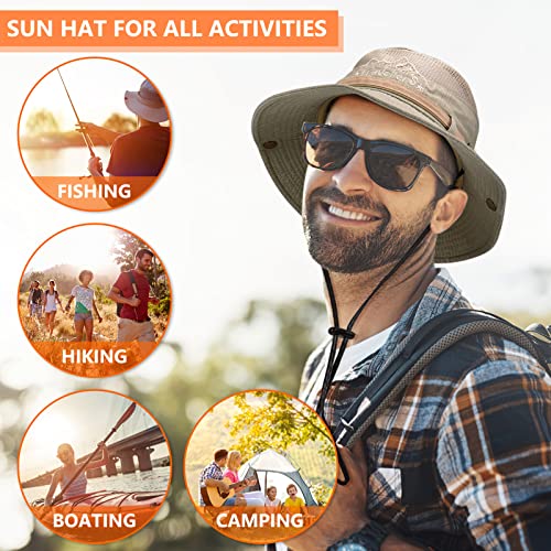 Obling Sun Hat UV Protection Bucket Hat Summer Hats Beach Hat Safari Boonie Hat Foldable Fishing Hat with Breathable Mesh and Adjustable Chin Strap for Men Women (Khaiki) Khaki