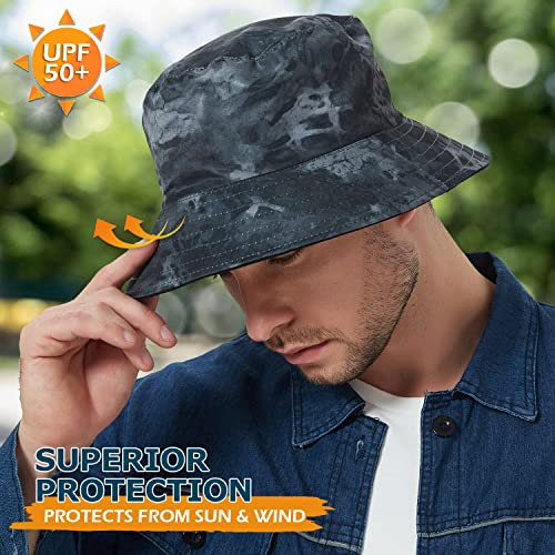 EINSKEY Reversible Camo Bucket Hat, Unisex UPF 50+ Cotton Sun Hat for Outdoor Beach Travel Golf Safari Fishing Travelling Hiking