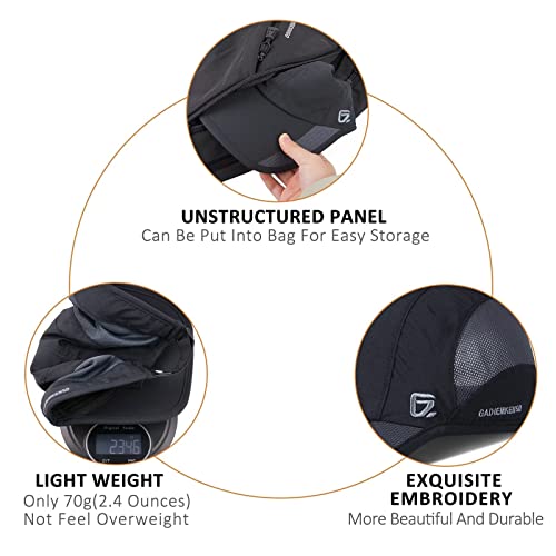 GADIEMKENSD Golf Gym Tennis Running Hat for Men Summer Sun Hats Lightweight Breathable Cooling Baseball Cap Trucker Dad Hats Mens Quick Dry Outdoor Camping Cap for Men Black, Dark Gray 2 Pack