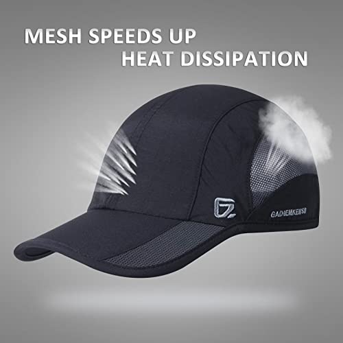 GADIEMKENSD Golf Gym Tennis Running Hat for Men Summer Sun Hats Lightweight Breathable Cooling Baseball Cap Trucker Dad Hats Mens Quick Dry Outdoor Camping Cap for Men Black, Dark Gray 2 Pack