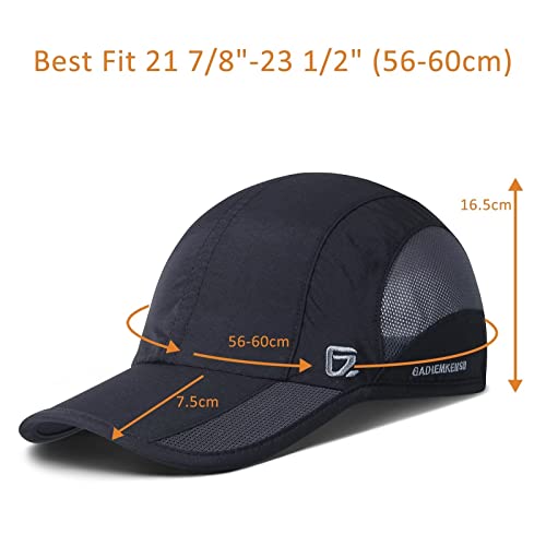 GADIEMKENSD Golf Gym Tennis Running Hat for Men Summer Sun Hats Lightweight Breathable Cooling Baseball Cap Trucker Dad Hats Mens Quick Dry Outdoor Camping Cap for Men Black, Dark Gray 2 Pack