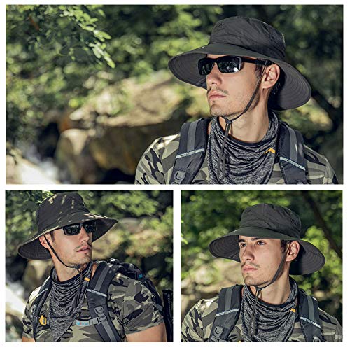 TourKing Mens Sun Hat Summer Wide Brimmed Bucket Hat Wide Brim Beach Hat UPF50+ UV Protection (Green)