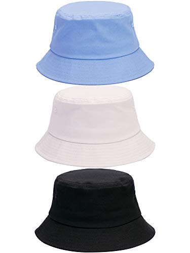 Cotiny 3 Pack Cotton Bucket Hat Summer Sun Hat UPF 50 UV Protection Sun Cap Fisherman Fishing Cap for Unisex Women Men Outdoor Sport Hiking Camping Traveling (Color Set 6)