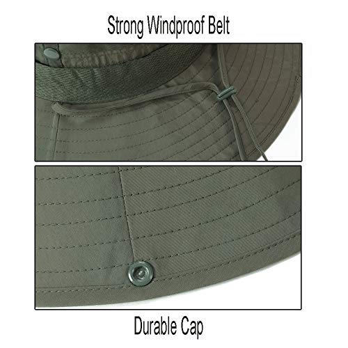 TourKing Mens Sun Hat Summer Wide Brimmed Bucket Hat Wide Brim Beach Hat UPF50+ UV Protection (Green)