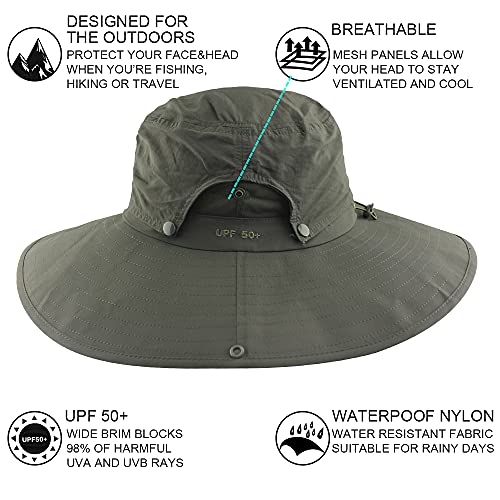 Cooltto Sun Hats for Men/Women with UPF 50+ UV Protection, Wide Brim Waterproof Breathable for Cycling, Fishing, Hiking, Golf, Climbing, Safari, Boating, Gardening and Other Outdoor Sports Army Green