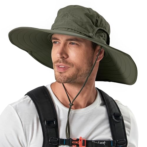 Cooltto Sun Hats for Men/Women with UPF 50+ UV Protection, Wide Brim Waterproof Breathable for Cycling, Fishing, Hiking, Golf, Climbing, Safari, Boating, Gardening and Other Outdoor Sports Army Green