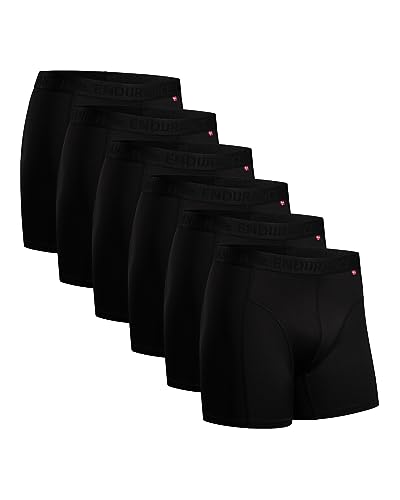 DANISH ENDURANCE 6 Pack Sports Boxer Briefs, Dry Fit, Pouch Support for Men, Black, L