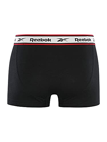 Reebok Men's Boxer Shorts 100% Cotton, Multipack of 3 Trunks, Black, Medium (Pack of 3)