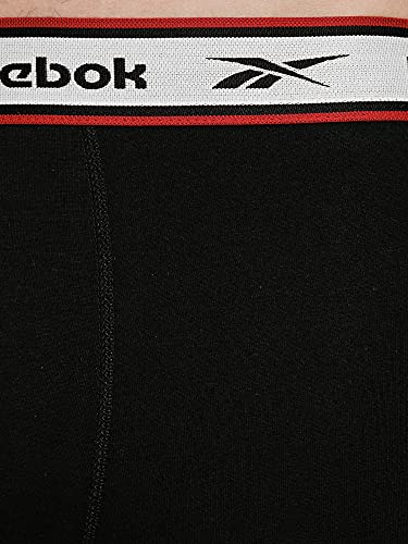 Reebok Men's Boxer Shorts 100% Cotton, Multipack of 3 Trunks, Black, Medium (Pack of 3)