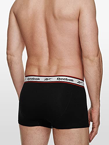 Reebok Men's Boxer Shorts 100% Cotton, Multipack of 3 Trunks, Black, Medium (Pack of 3)