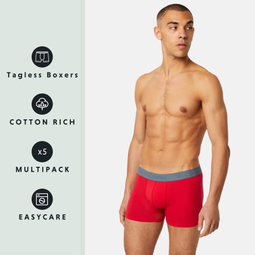 FM London (5-Pack) Mens Boxers with HyFresh Odour Protection Technology - Breathable Mens Underwear Suitable all Occasions - Tagless Mens Boxers Shorts Multipack Designed for a 24hr Wear - Super Soft