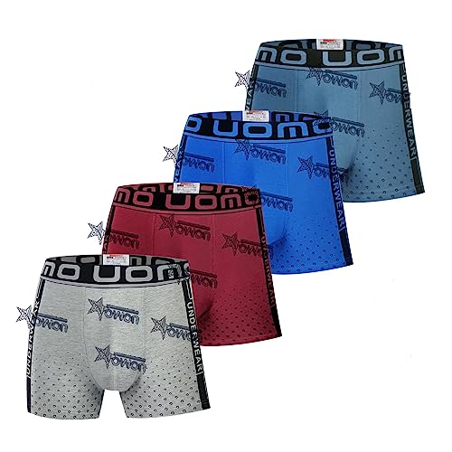 Men’s Underwear Trunks Cotton Regular Boxer Briefs Large Y Front Trunks with Design– 4-Pack Italian Design (5091, L)
