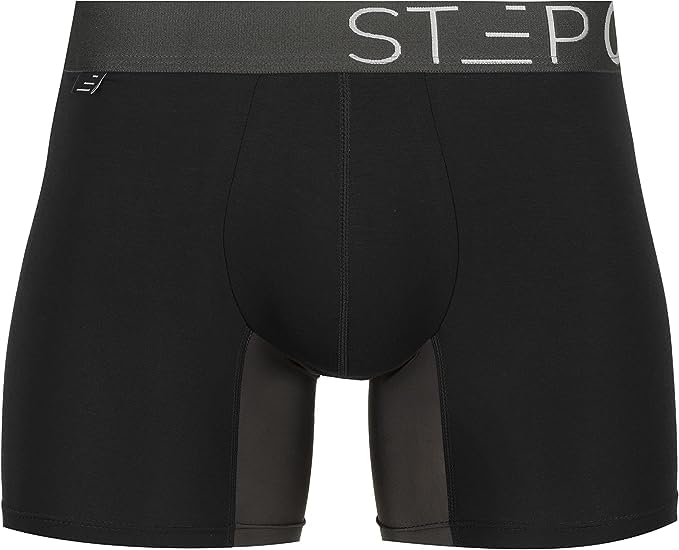 STEP ONE | Mens Bamboo Trunk (Shorter) | Anti Chafe, Moisture Wicking Underwear for Men | Black Currants | M