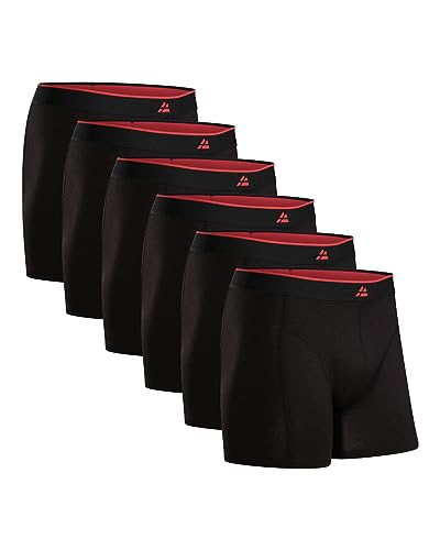 DANISH ENDURANCE Men's Bamboo Viscose Boxers, Breathable Underwear, 6 Pack Black