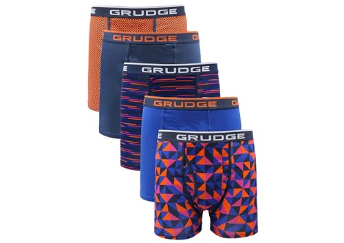 Men's Boxers Shorts (5 Pack) Multipacked Underwear Gift Set | Comfortable Stretch Cotton Mens Trunks, Colourful & Black Underpants Briefs (UK, Alpha, XXL, Regular, Regular, Orange Assorted)