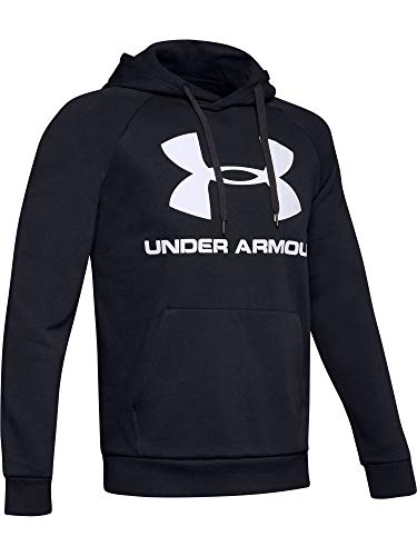 Under Armour Men Rival Fleece Sportstyle Logo Hoodie - Black/White, Large