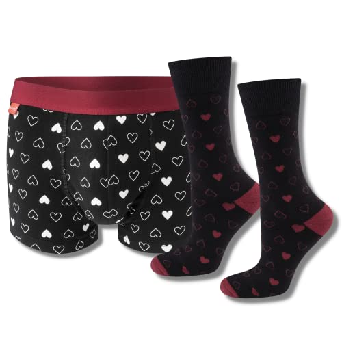 soxo Valentine's Day Mens Boxers Shorts + Socks Underwear Man Cotton Sock Men Trunks Briefs 6.5-10.5 M