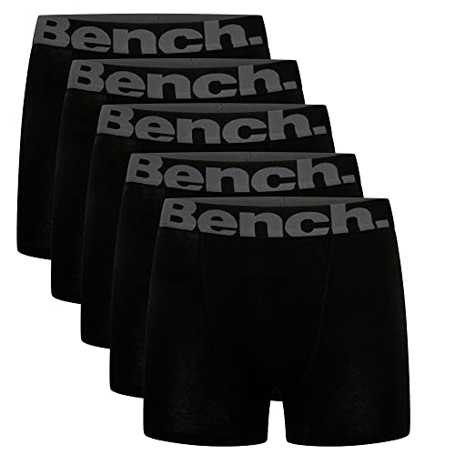 Bench - Mens Everyday 'SUTTEER' Multipack Essentials Breathable Stretchy Soft Cotton Rich Trunks, Classic Fit 5 Pack Boxer Jersey Shorts, Underwear Gift Set (XXL, Black)