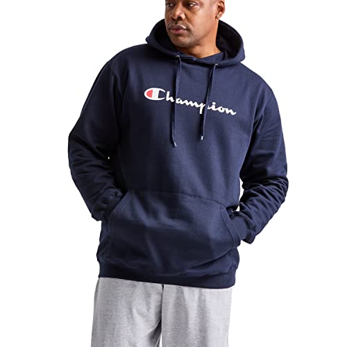 Champion Men's Graphic Powerblend Fleece Hood Sweatshirt, Navy, M